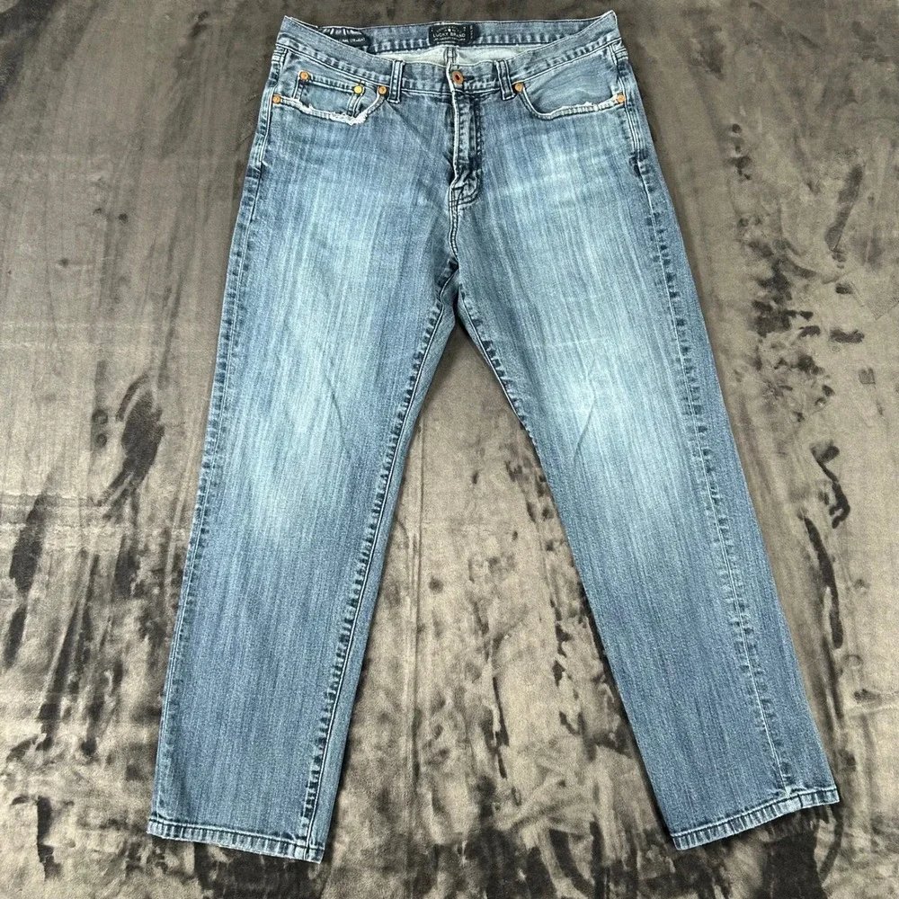 Lucky Brand 221 Original Straight Jeans Mens 34x30 Blue Medium Wash Denim